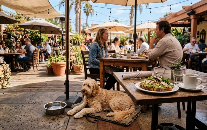 Dog-friendly patio at The Roost